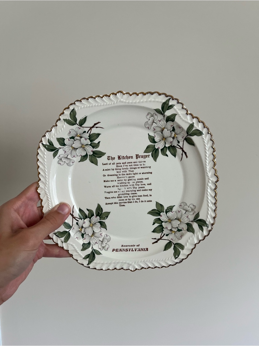 VTG The Kitchen Prayer Decorative Plate Home Decor Floral